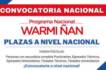 Convocatoria MIMP:  Tiene más de 90 Plazas disponible en el Programa Warmi Ñan para Profesionales, técnicos y personas con secundaria completa.
