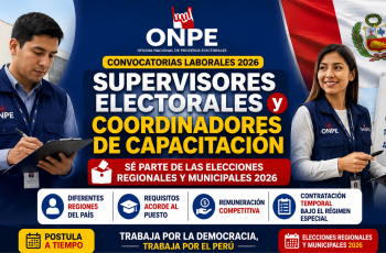 ONPE abre nuevas convocatorias 2026: buscan Supervisores Electorales y Coordinadores de Capacitación