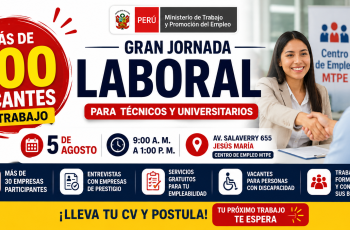 MTPE ofrecerá más de 500 vacantes de trabajo: conoce los puestos, requisitos y cómo postular